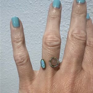 Local Eclectic opal pink pave diamond open ring